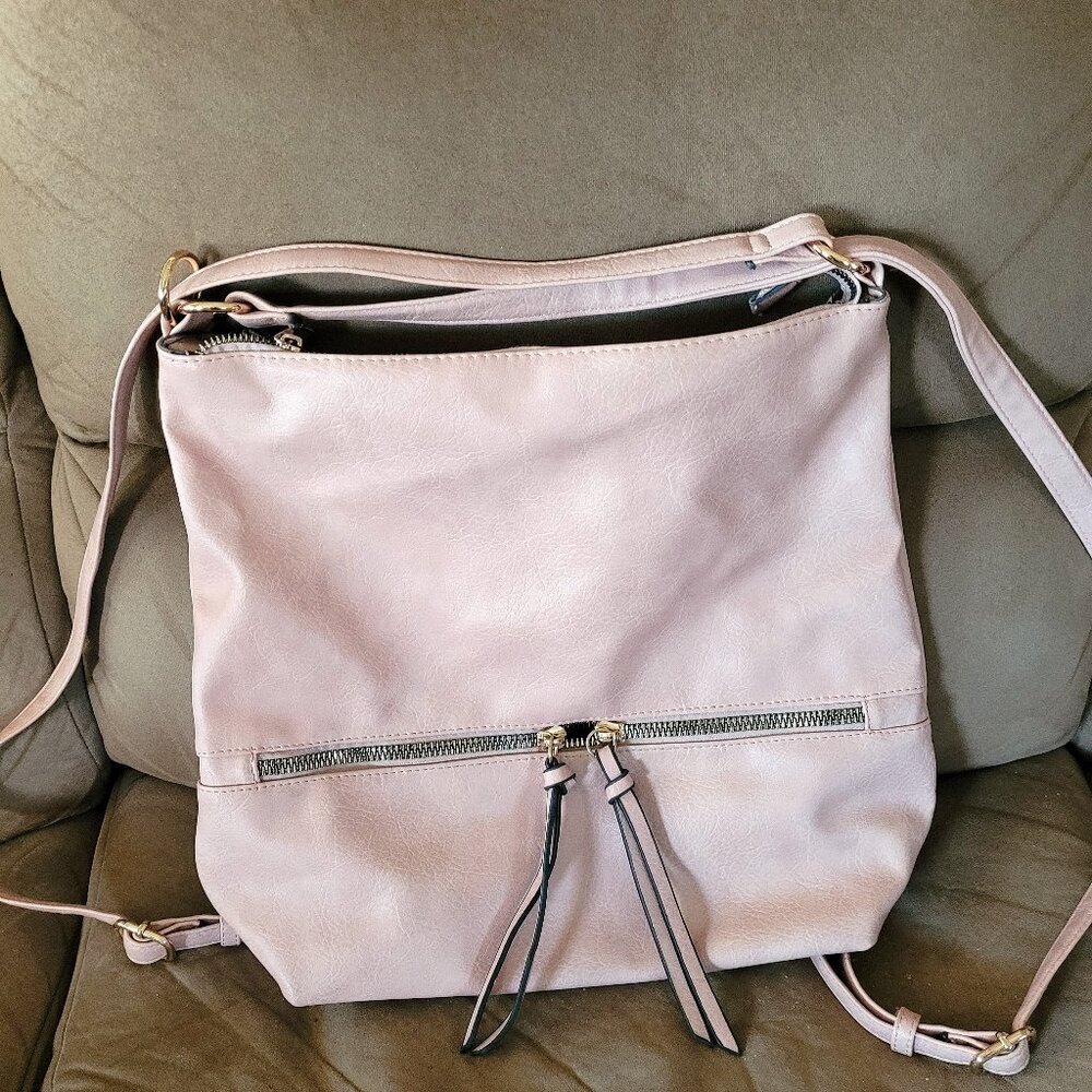 Backpack purse- soft Leather-dusty pink.